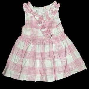 NWOT Calvin Klein Soft Pink & White Gingham Baby Dress With Ruffles Sz 18 Mo